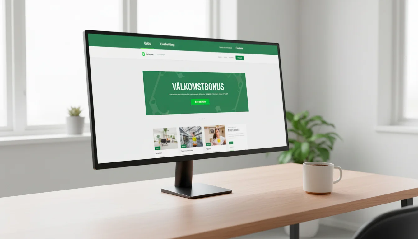 Valkomstbonus-erbjudande pa en svensk oddssajt visat pa en datorskarm